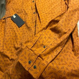 Men's Rank 45 Casual Orange Patterned Shirt, long sleeve